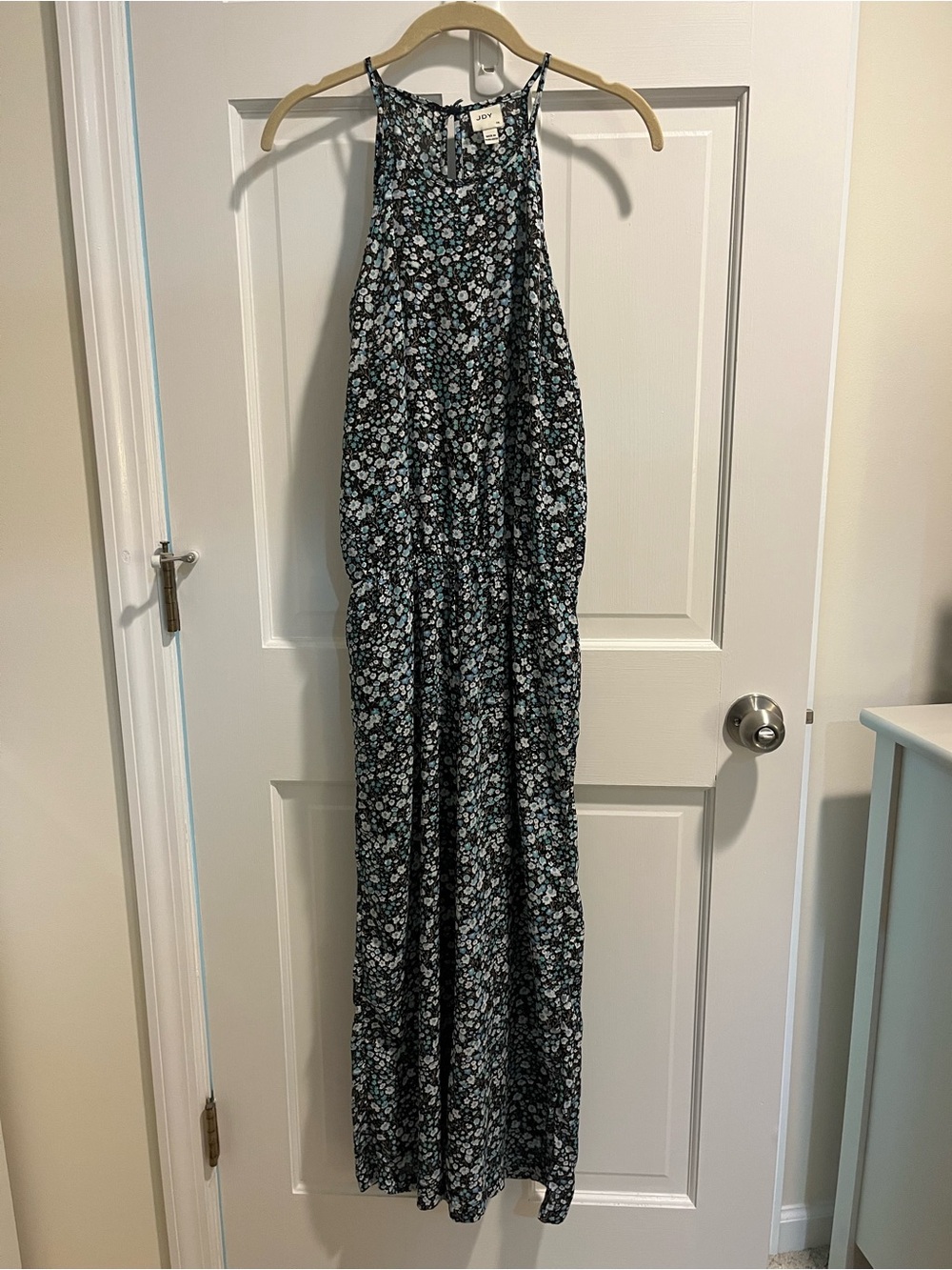 ASOS Floral Halter Jumpsuit - Black with Blue Floral